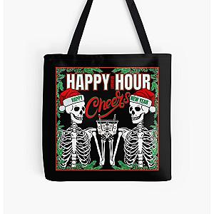 Happy Hour New Year Cheers Skeletons All Over Print Tote Bag RB0512
