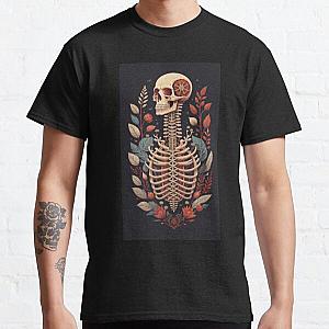 Floral Skeleton Halloween Skull Ribcage Grateful Dead Illustration Fantasy Classic T-Shirt RB0512