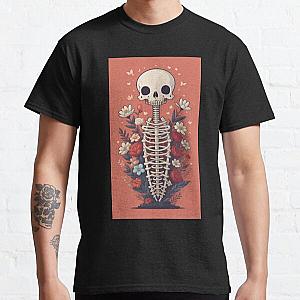 Floral Skeleton Halloween Skull Ribcage Grateful Dead Illustration Fantasy Classic T-Shirt RB0512