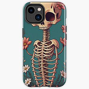 Happy Floral Skeleton Art Halloween Fantasy Skull Ribcage Grateful Dead Illustration iPhone Tough Case RB0512