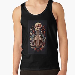 Floral Skeleton Halloween Skull Ribcage Grateful Dead Illustration Fantasy Tank Top RB0512