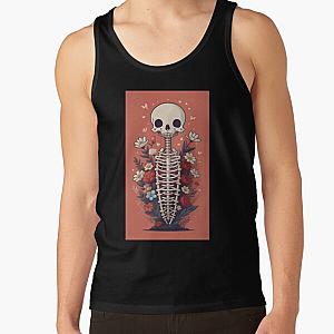 Floral Skeleton Halloween Skull Ribcage Grateful Dead Illustration Fantasy Tank Top RB0512