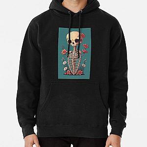 Happy Floral Skeleton Art Halloween Fantasy Skull Ribcage Grateful Dead Illustration Pullover Hoodie RB0512