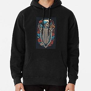 Happy Floral Skeleton Halloween Skull Ribcage Grateful Dead Illustration Fantasy Pullover Hoodie RB0512