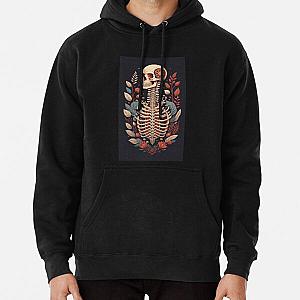 Floral Skeleton Halloween Skull Ribcage Grateful Dead Illustration Fantasy Pullover Hoodie RB0512