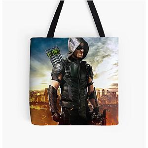 Green Arrow All Over Print Tote Bag