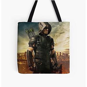 Green Arrow All Over Print Tote Bag