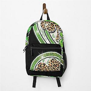 St Patricks Day Women Green Buffalo Plaid Leopard Shamrock  Backpack