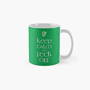 Keep Calm Feck Off  On Shamrock Green Background Classic Mug