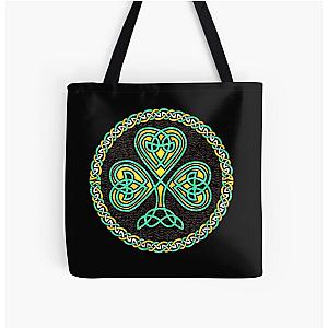 Celtic Knot Shamrock Irish Ireland St. Patrick's Day Green All Over Print Tote Bag