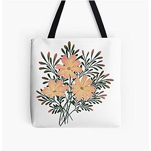 Yellow flowers with green foliage All Over Print Tote Bag