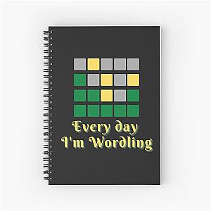 Wordle Puzzle Game-Every day I'm Wordling-Rap Music Pun Spiral Notebook