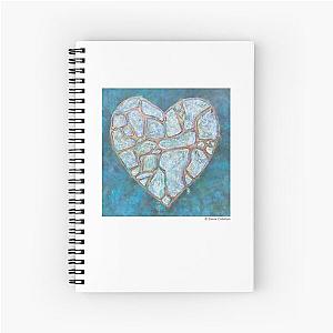 I Am Remembering – Green and Blue Heart Art Expression with Gold Metallic Spiral Notebook