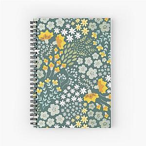 Floral swirl in green and yellow Spiral Notebook