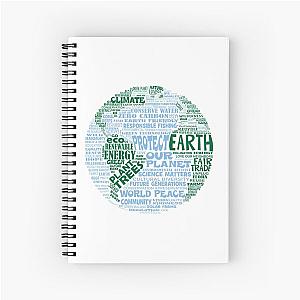 Protect Earth - Blue Green Words for Earth Spiral Notebook