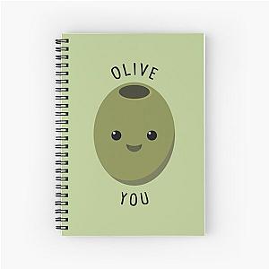 Olive You - Cute I Love You Pun Green Spiral Notebook