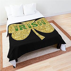 Glitter Gold Irish Lucky Shamrock Happy St Paddy's Day  Comforter