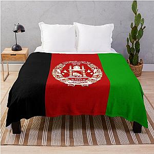 Superb Flag Of Afghanistan and its colors black, green, red and white. Throw Blanket