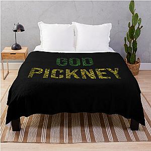 Green and gold God Pickney Jamaican Patois Dialect Distressed Christian typography Throw Blanket