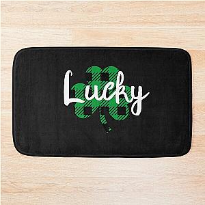 Lucky Shamrock Happy St Paddy's Day check Bath Mat