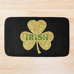 Glitter Gold Irish Lucky Shamrock Happy St Paddy's Day  Bath Mat