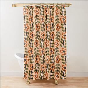 Modern minimalist floral vine in burnt orange, charcoal grey and olive green Shower Curtain