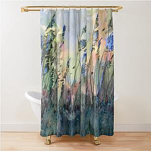 Stormy day - green and blue Shower Curtain