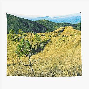 A Tree Amidst the Green Mountains Tapestry