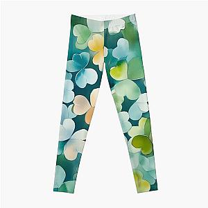 Hundreds of Abstract Clovers – St. Patrick's Day Watercolor Art Print Leggings