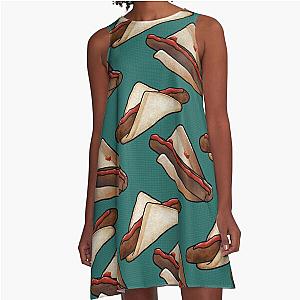 Aussie BBQ Snag in Green, Large A-Line Dress