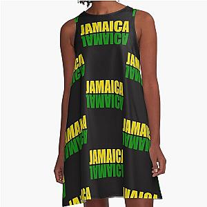 Jamaica mirrored in the colors of the Jamaican flag black green and gold A-Line Dress