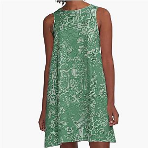 Lewis Foreman Day Green Pagoda Pattern A-Line Dress