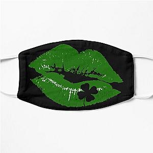 Kiss Me I'm Irish St Patricks Day Green Lip With Four Leaf Clover Flat Mask