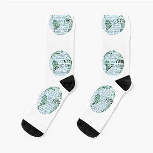 Protect Earth - Blue Green Words for Earth Socks