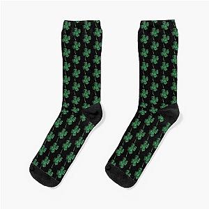 St. Patrick's Day Distressed Green Four Leaf Clover, Lucky Charm Socks