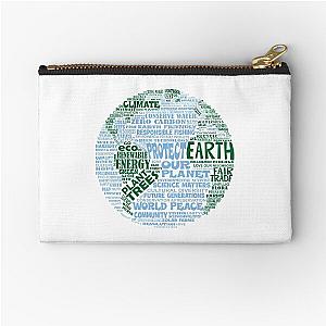 Protect Earth - Blue Green Words for Earth Zipper Pouch