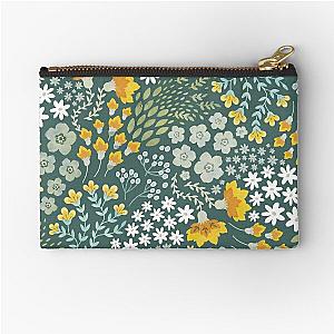 Floral swirl in green and yellow Zipper Pouch