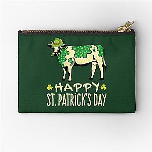 Shamrock Cow With Green Spots St. Patrick's Day Zipper Pouch