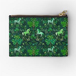 Irish Unicorns in the 40 Shades O' Green Woods Zipper Pouch