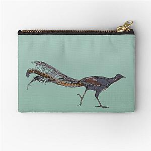 Superb Lyrebird (Menura novaehollandiae) on green Zipper Pouch