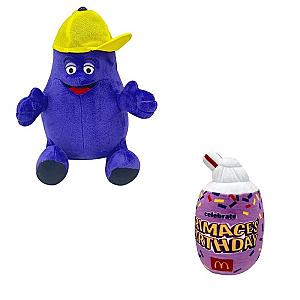 25cm Purple Grimace Shake Cup and Grimace Set Cute Toy Plush