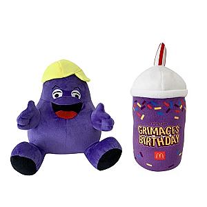 22cm Purple Grimace Shake Yellow Hat and Long Cup Set Cute Toy Plush