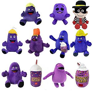 25cm Purple Set 11pcs Grimace Shake Yellow Hat Grimace Cup Plush