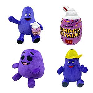 25cm Purple Grimace Shake Yellow Hat Grimace Cup Set Stuffed Animals Plush