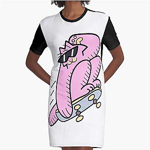 Grounded - Hoops' Cat Shirt Graphic T-Shirt Dress