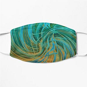 Guava Juice - turquoise orange brown circle line pattern Flat Mask