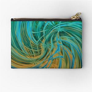 Guava Juice - turquoise orange brown circle line pattern Zipper Pouch