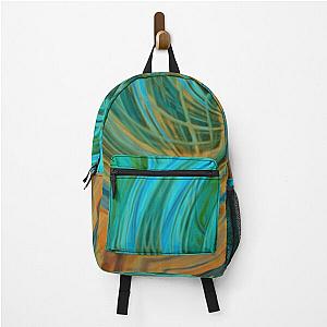 Guava Juice - turquoise orange brown circle line pattern Backpack