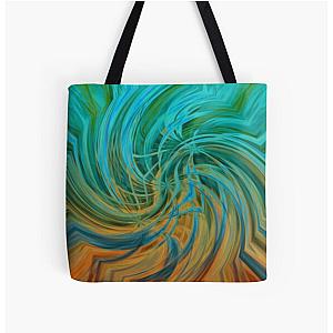 Guava Juice - turquoise orange brown circle line pattern All Over Print Tote Bag