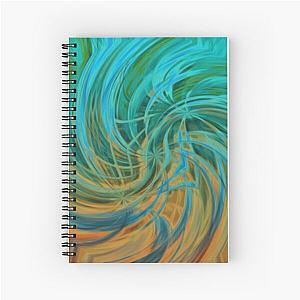 Guava Juice - turquoise orange brown circle line pattern Spiral Notebook